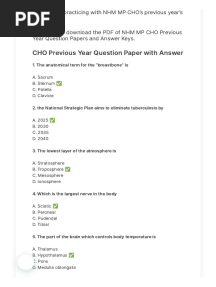 CHO Previous Year Question Paper - Nursing Exam Paper