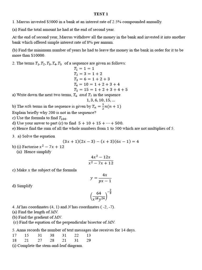 Investment and Sequence Problem Solving | PDF | Interest | Mathematical ...