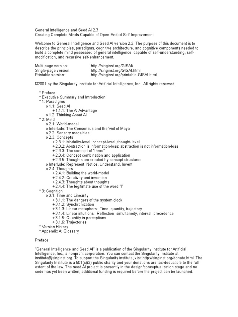 General Intelligence and Seed Ai | PDF | Artificial Intelligence ...