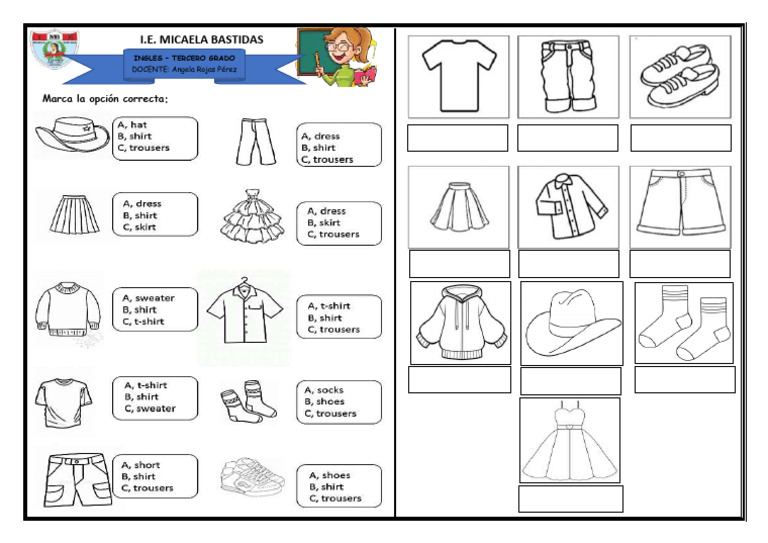 Ficha 1 - Ropa - Tercero | PDF