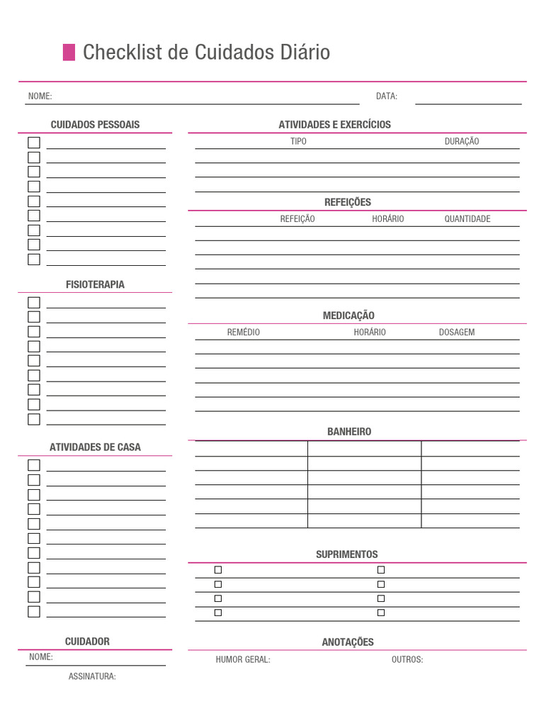 Bônus - Checklist de Cuidados | PDF