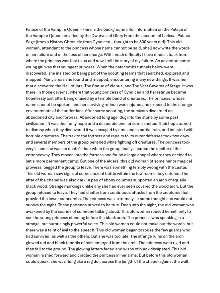 Vampire Queen Notes | PDF | Vampires | Dwarf (Dungeons & Dragons)