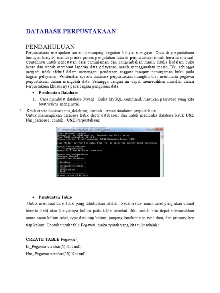 Pembuatan Database Perpustakaan Sederhana | PDF