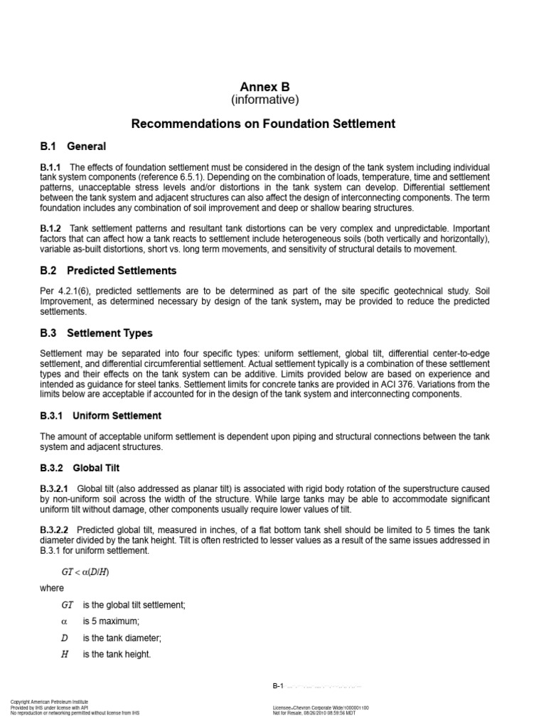 API 62 - Annex B | PDF | Foundation (Engineering) | Tanks