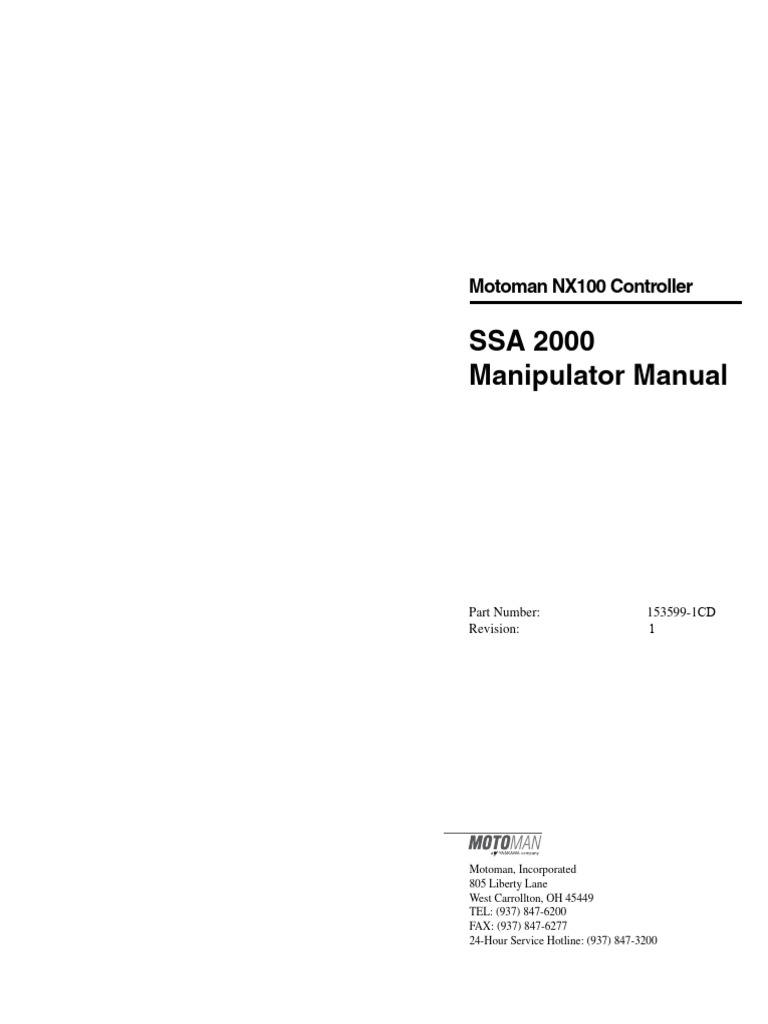 SSA 2000 Manipulator Manual Guide | PDF | Safety | Robot