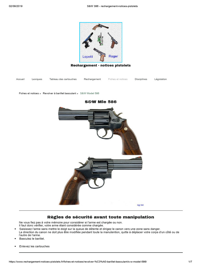 Notice de rechargement S&W Model 586 | PDF | Revolver | Design d'arme