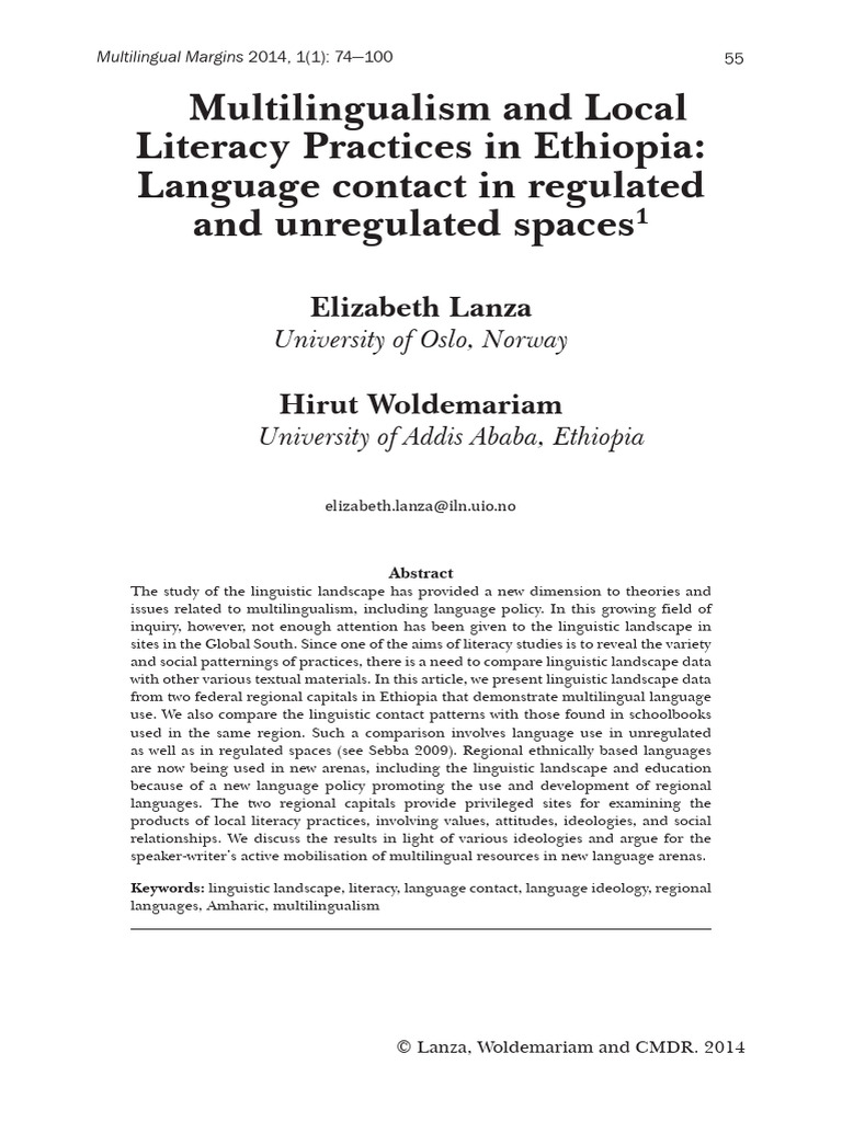 Multilingual Literacy Practices in Ethiopia | PDF | Ethiopia | Human ...