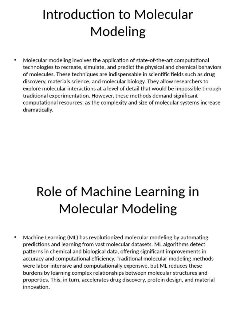 Machine Learning in Molecular Modeling | PDF | Machine Learning ...