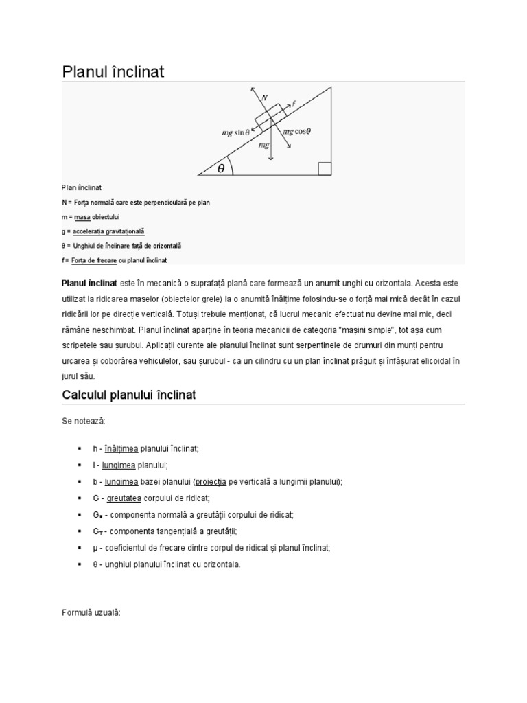 Plan Înclinat | PDF