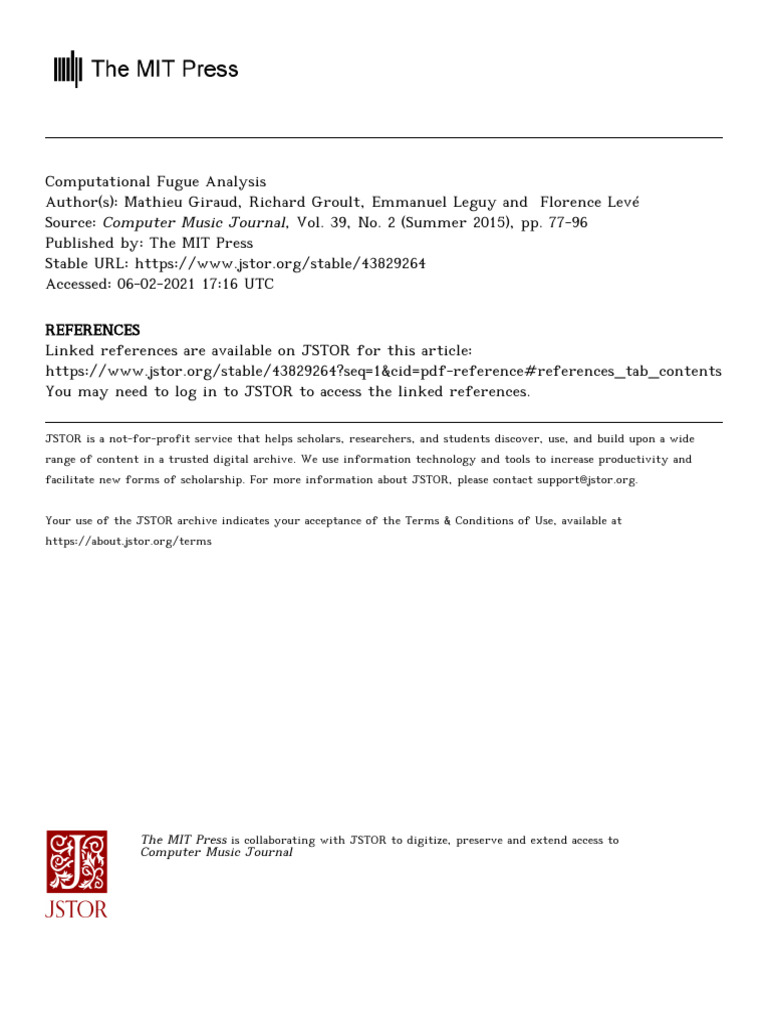 Computational Fugue Analysis Pdf Interval Music The Well
