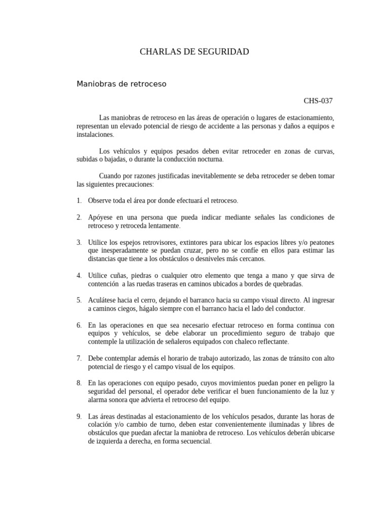 Seguridad en Maniobras de Retroceso | PDF