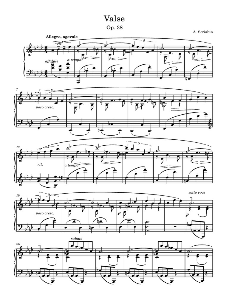 Scriabin Valse Op. 38 Sheet Music | PDF | Poetics | Elements Of Music
