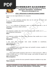 Cit202 Applications of Computer in Business Summary 08024665051
