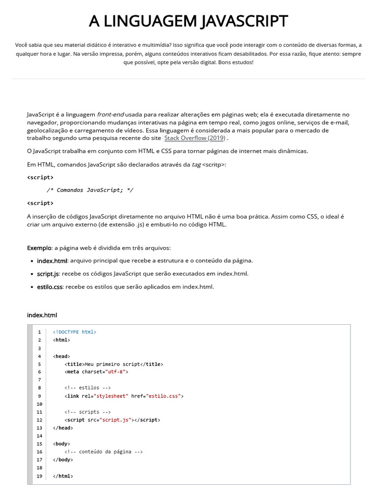 Introdução ao JavaScript para Web | PDF | Script Java | Rede mundial de ...
