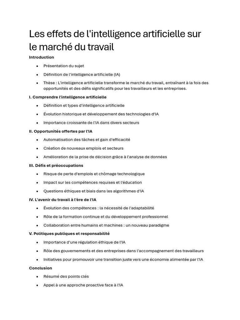 IA et transformation du marché du travail | PDF | Intelligence ...