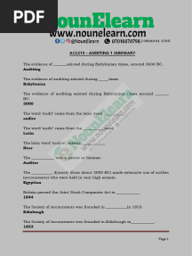 Acc210 Auditing 1 Summary-1