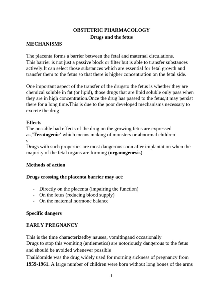 Obstetric Pharmacology: Drug Effects on Fetus | PDF | Childbirth ...