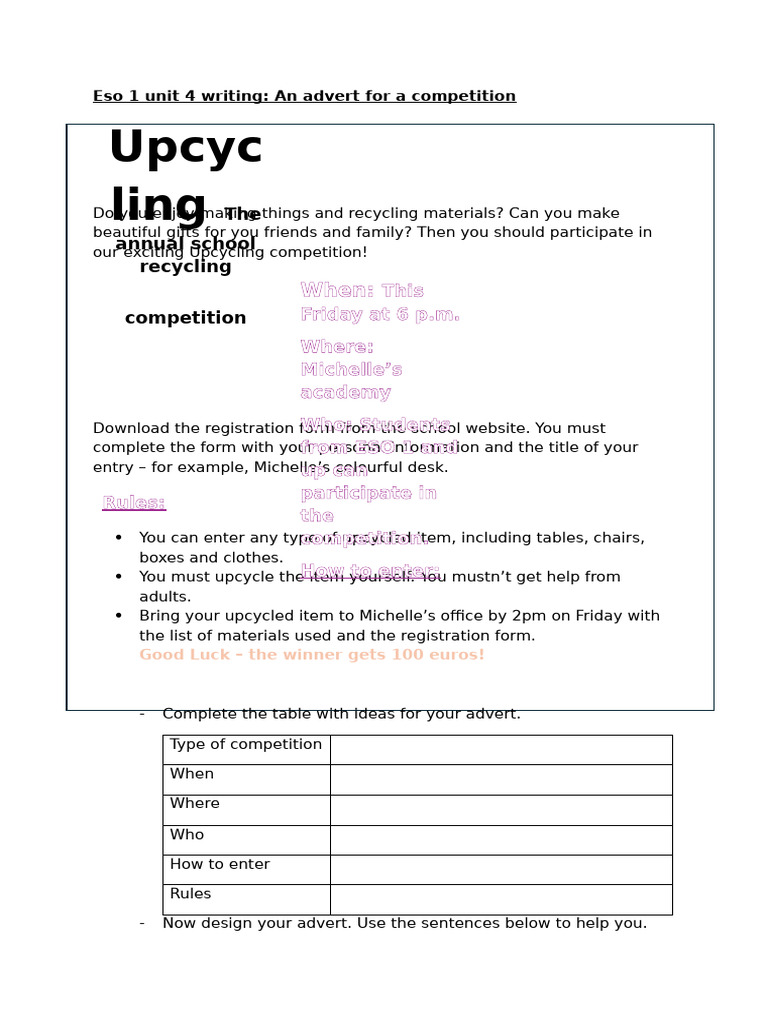 Eso 1 Unit 4 Writing | PDF | Social Science
