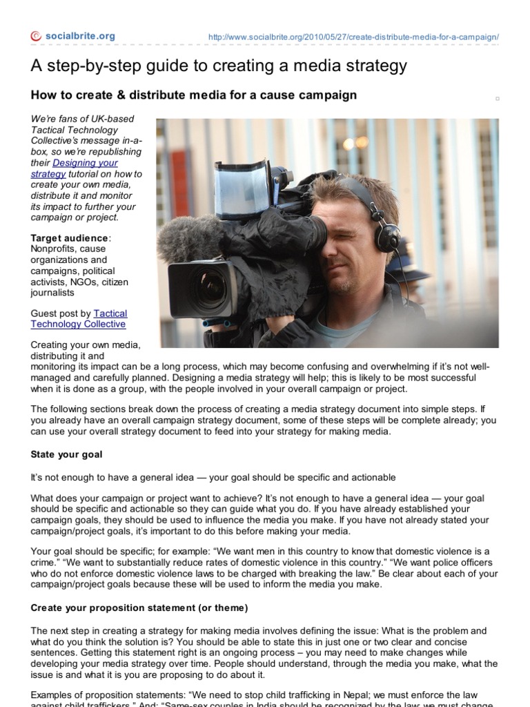 Media Strategy for Cause Campaigns | PDF | Target Audience | Mass Media