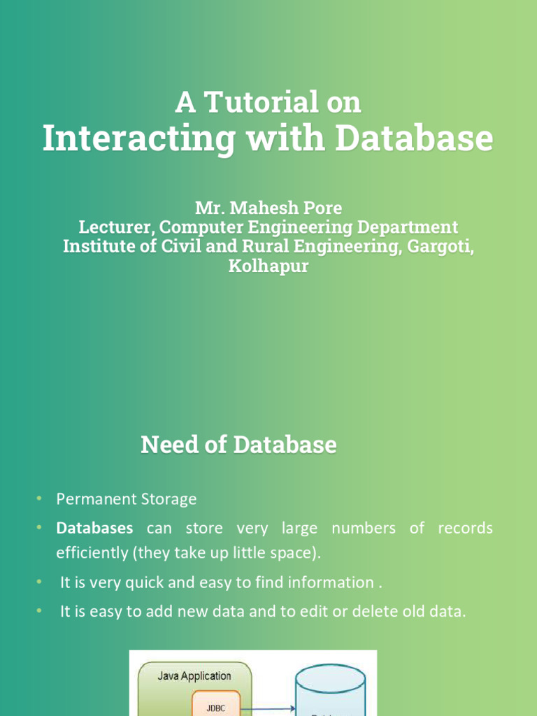 Database Interaction Tutorial: JDBC & ODBC | PDF | Databases | Data ...