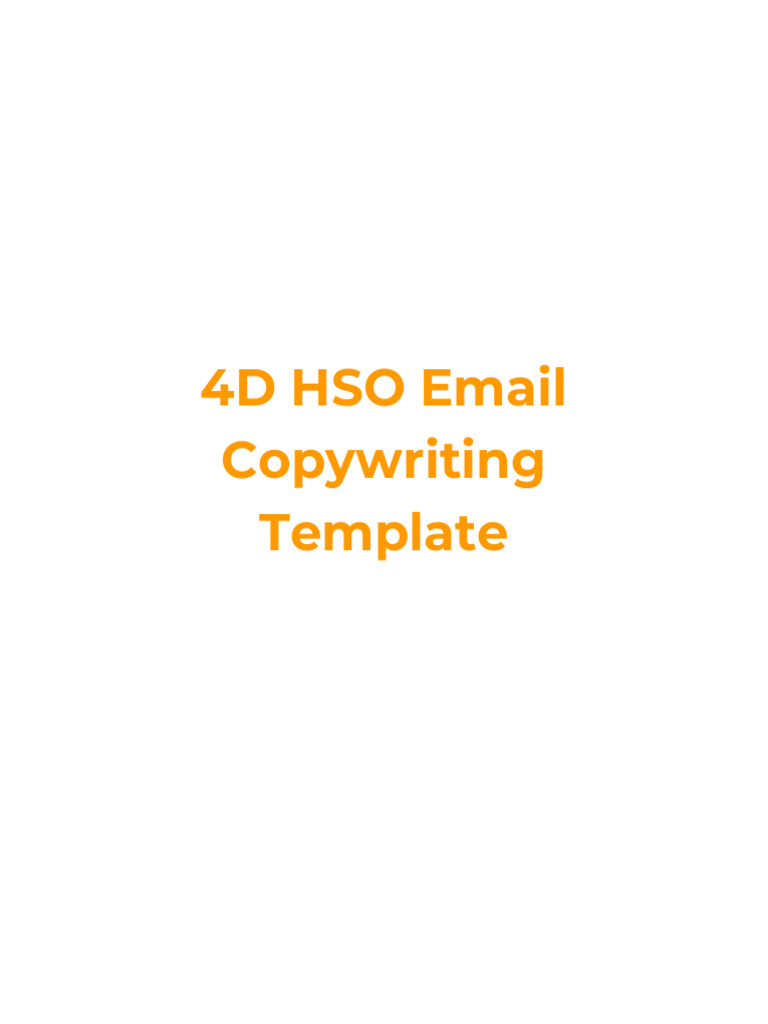 HSO (Hook, Story, Offer) Email Copywriting Template | PDF