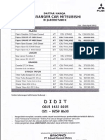 Price List Mitsubishi