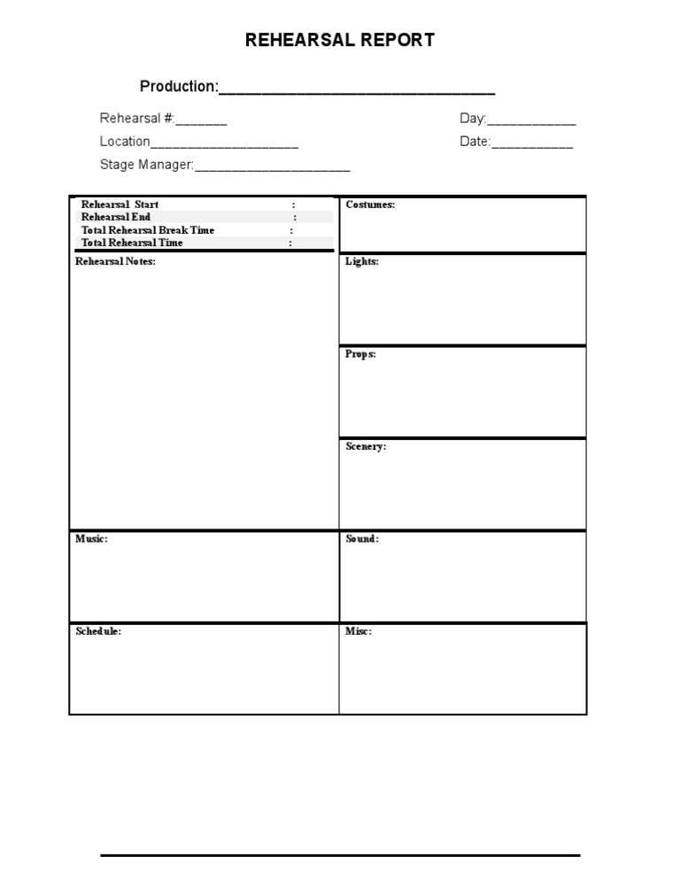 Rehearsal Report Template | PDF