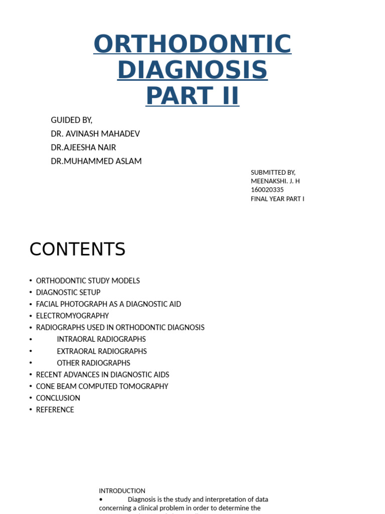 Orthodontic Diagnosis Part - Ii | PDF | Electromyography | Medical Imaging