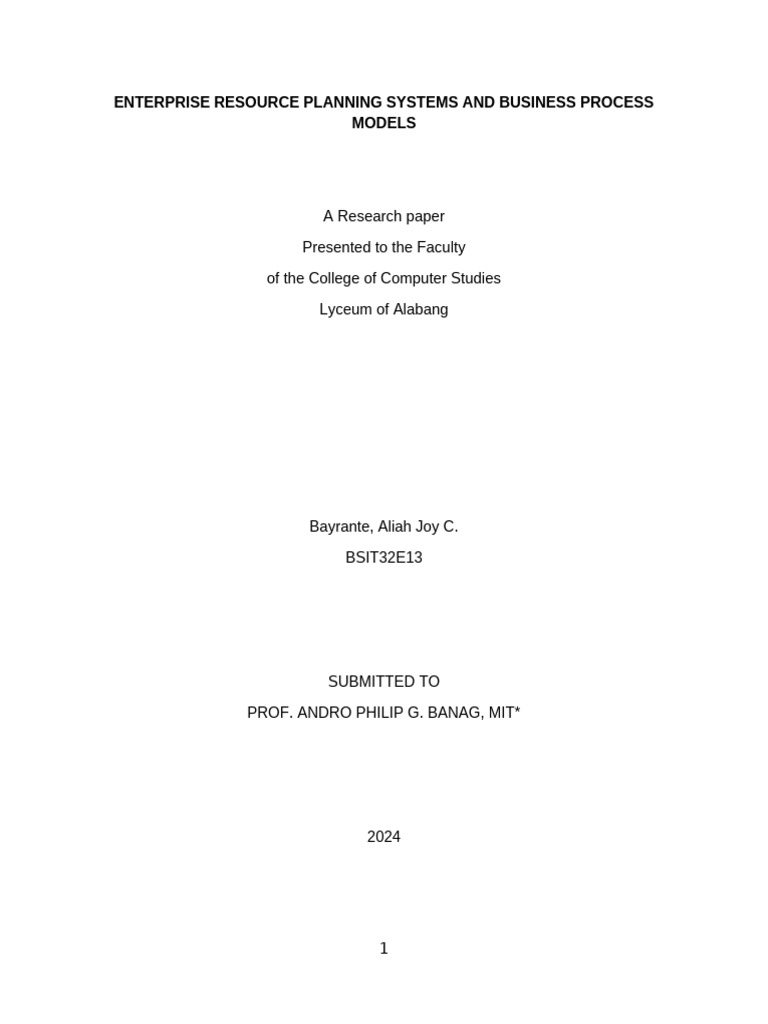 ERP Systems and Business Process Models | PDF | Enterprise Resource ...