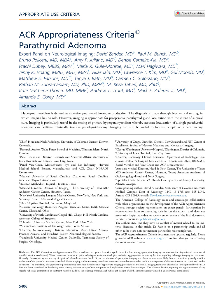 ACR Appropriateness Criteria | PDF | Ct Scan | Medical Imaging