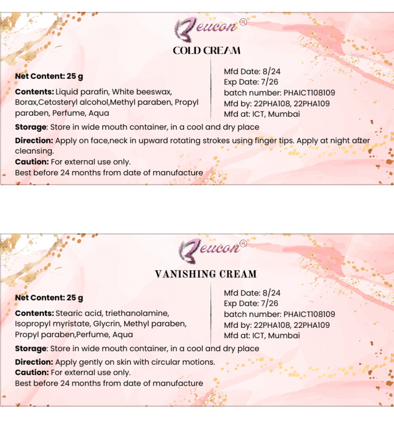 Cold and Vanishing Cream Application Guide | PDF | Science & Mathematics