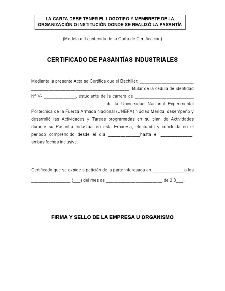 5 FORMATO Certificado Culminacion de Las Pasantias