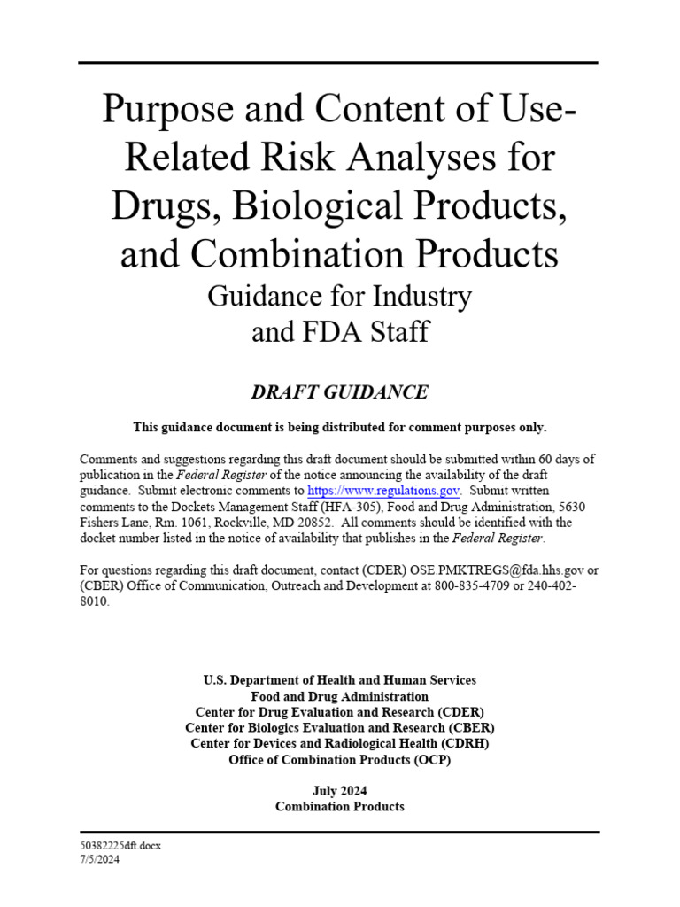 Guía FDA Análisis de Riesgo en El Uso de Un Medicamento | PDF | Food ...
