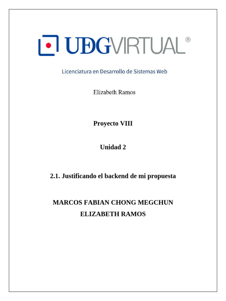 2.1. Justificando El Backend de Mi Propuesta | PDF | Mongo Db | Bases ...