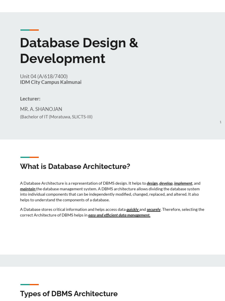 03_Database Architectures | PDF | Databases | Client–Server Model