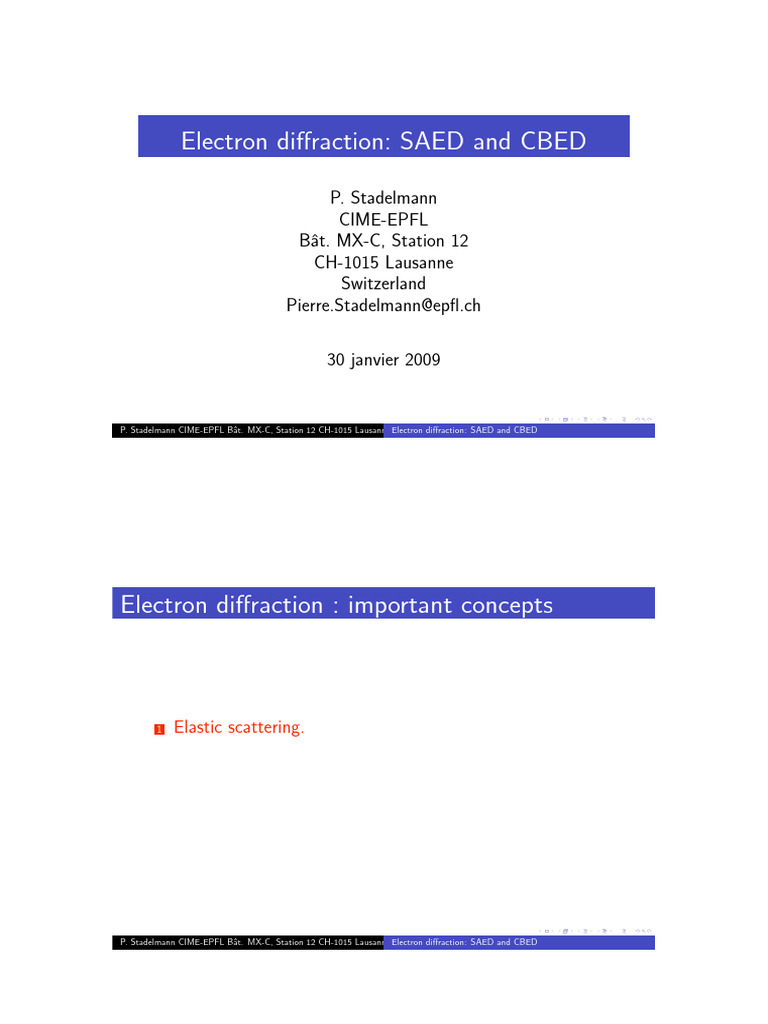 Electron Diffraction - SAED and CBED | PDF | Physical Chemistry | Optics