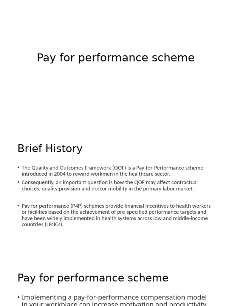 Pay-for-Performance Schemes in Healthcare | PDF | Employment | Incentive