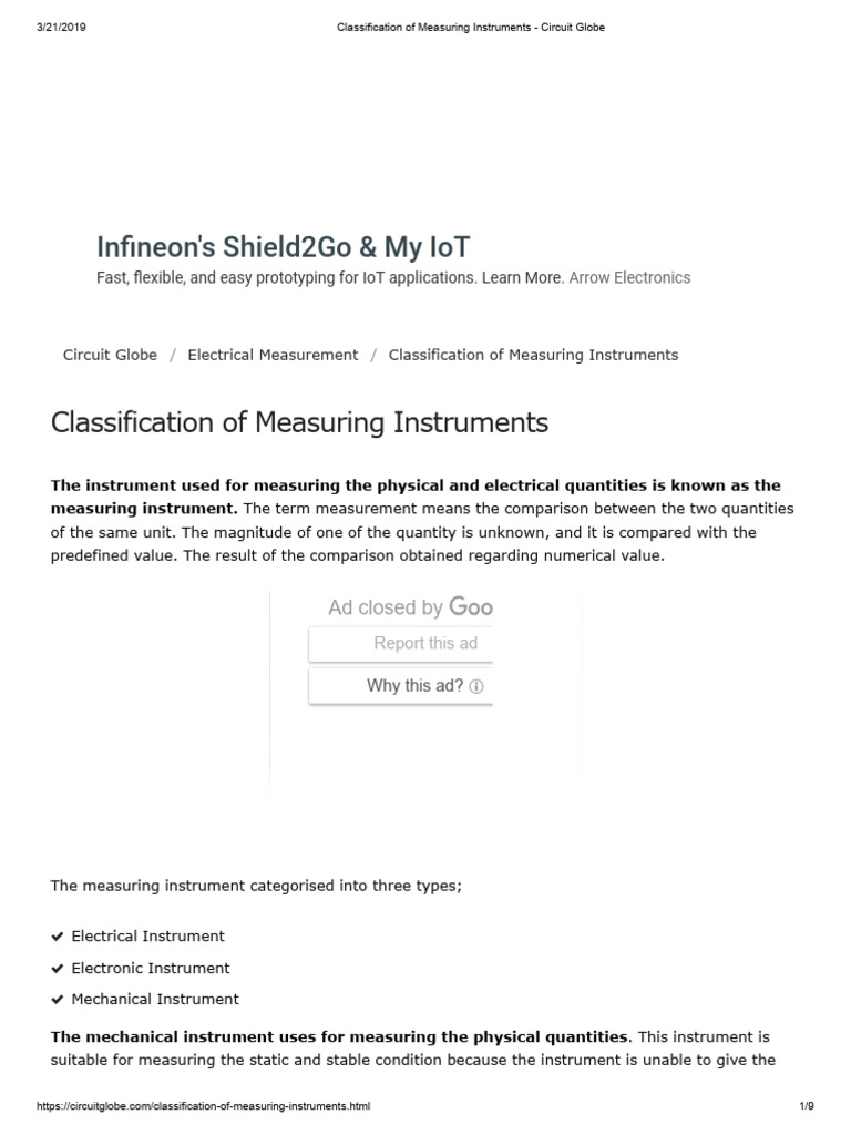 Classification of Measuring Instruments - Circuit Globe | PDF ...