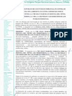 Pronunciamiento indígena sobre la contramarcha TIPNIS, 6 enero 2012