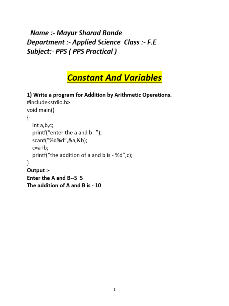 All Basic Program of C | PDF | Area | Length