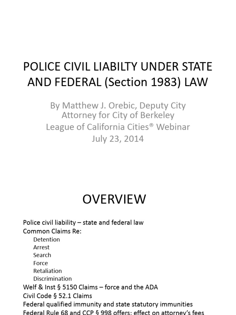 Police Civil Liability Overview | PDF | Arrest | Qualified Immunity