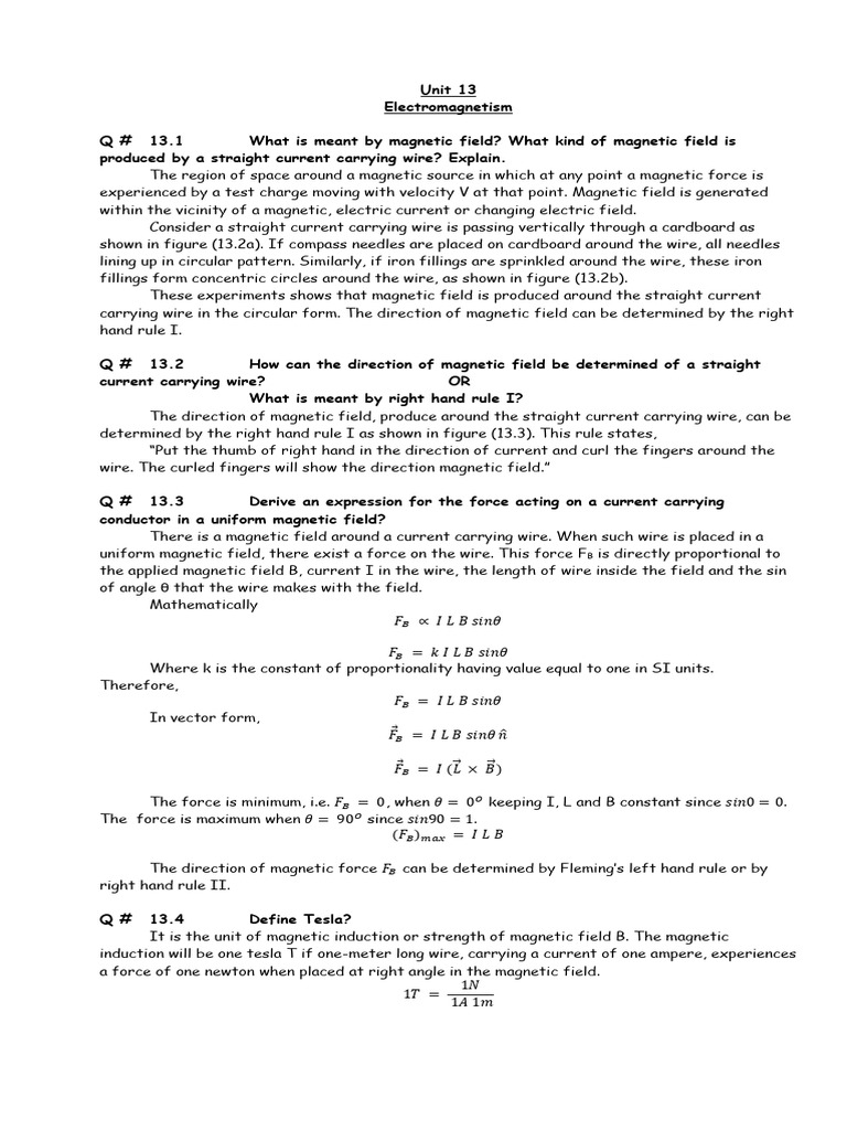Physics Unit No 13 Electro Magnetism Imp XII Notes | PDF | Flux ...