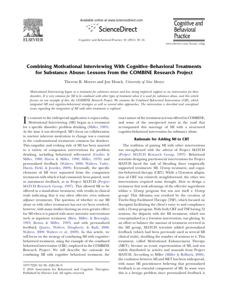 Integrating MI and CBT for Substance Abuse | PDF | Psychotherapy ...