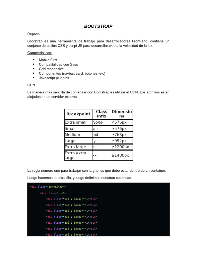 Guía Rápida de Bootstrap para Devs | PDF | Bootstrap (marco frontal ...