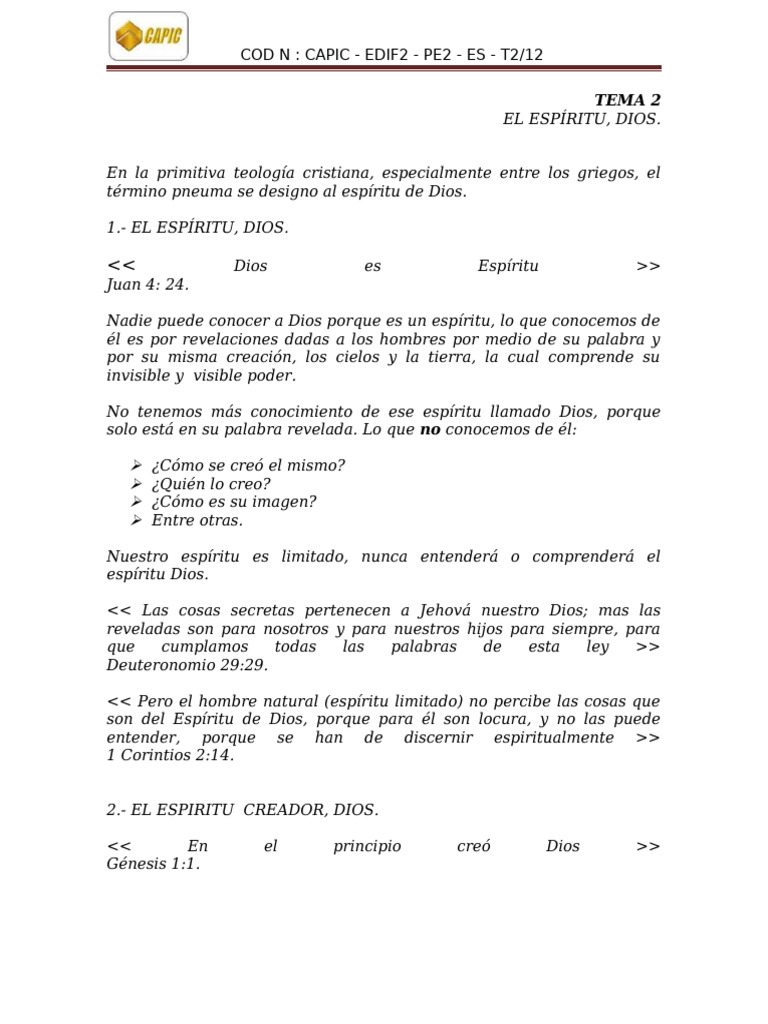 Es - T2 - El Espiritu, Dios | PDF | Dios | Deidad creadora