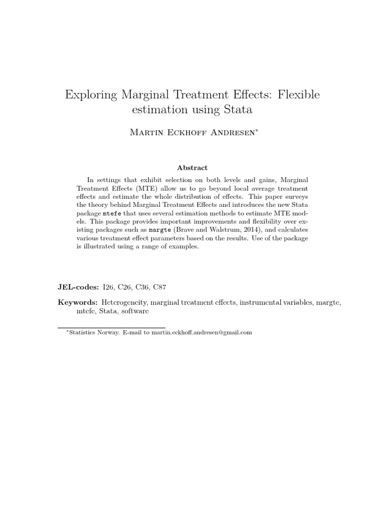 Exploring marginal treatment effects flexible estimation using stata