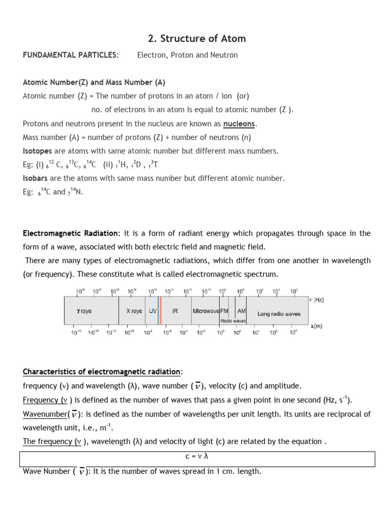 Atomic Structure - Notes | PDF | Atomic Orbital | Electron