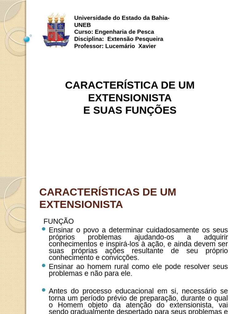 Características e Funções do Extensionista | PDF | Experiência ...