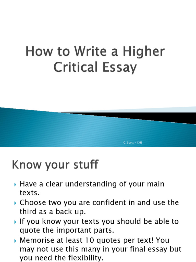 How To Write A Critical Essay | PDF | Essays | Question