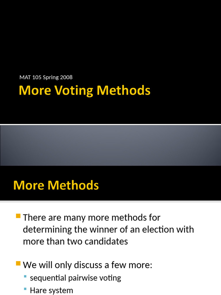 Chapter 9 - More Voting Methods | PDF | Voting | Two Round System
